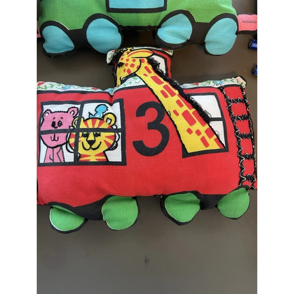 Zoo Animal Train Circus Set Pillow Fabric Spring Mills Vintage